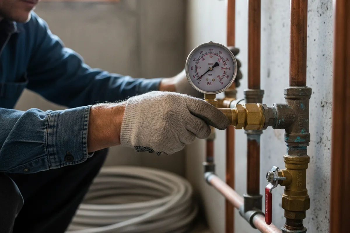 Pressure testing a repaired line during Water Line Repair in Maple Shade
